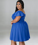 Oversized One-Shoulder Wide Sleeve Dress for Women with Short Sleeves