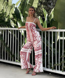 Relaxed Halter Top And Wide Leg Pants Two Piece Set