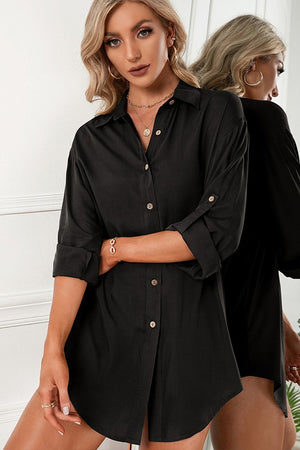 Effortless Chic Loose Fit Single Breasted Shirt Skirt Top