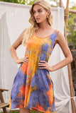 Halter Neck Tie-Dye Pocketed Crew Dress
