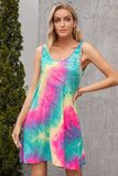 Halter Neck Tie-Dye Pocketed Crew Dress