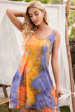Halter Neck Tie-Dye Pocketed Crew Dress