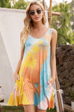 Halter Neck Tie-Dye Pocketed Crew Dress