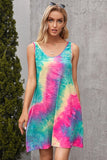 Halter Neck Tie-Dye Pocketed Crew Dress