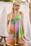Halter Neck Tie-Dye Pocketed Crew Dress