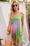 Halter Neck Tie-Dye Pocketed Crew Dress