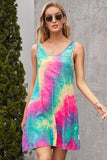 Halter Neck Tie-Dye Pocketed Crew Dress