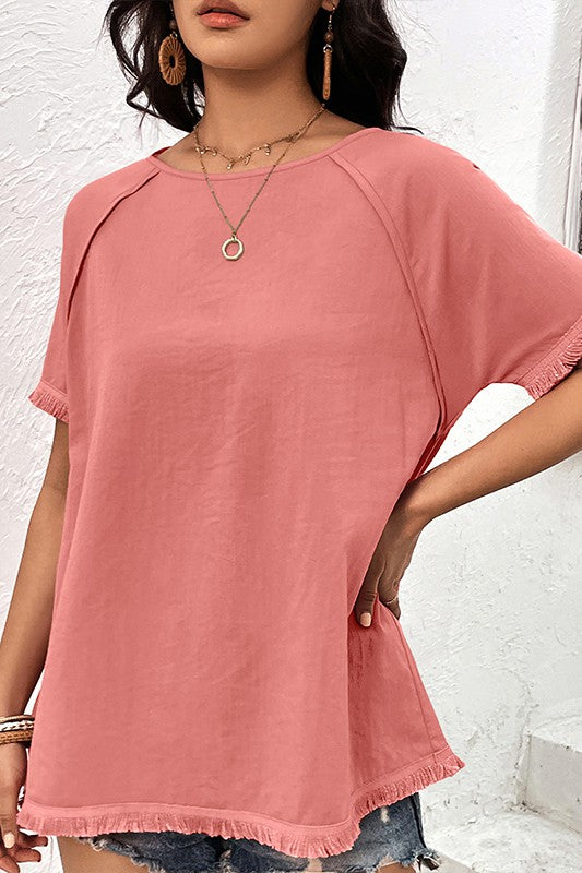 Tassel-Embellished Casual Crewneck Top