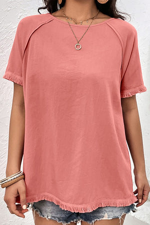 Tassel-Embellished Casual Crewneck Top