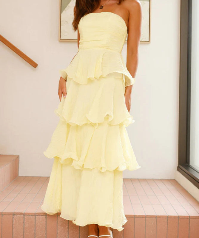 Stylish Strapless Backless Cake Dress in Vibrant Colors