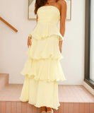 Stylish Strapless Backless Cake Dress in Vibrant Colors