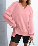 Striped V-Neck Loose Sports Shirt Hoodie For Women Relaxed Fit Moisture-Wicking Everyday