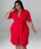 Elegant Solid Color Short Sleeve Blouse Dress Lightweight and Stylish