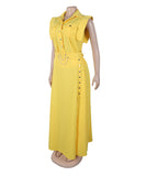 Two Piece Solid Color Sleeveless Dress And Skirt Set Slit
