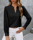 Ladies Blended Chiffon Long Sleeve Solid Color Blouse
