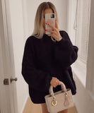 Relaxed Semi High Neck Pullover Sweater For Everyday Wear