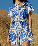 Casual Women's Printed Strapless Dress in Blue and Green