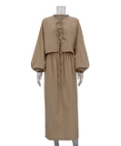 Puff Sleeve Summer Shirt Set with Stylish Half-Length Skirt