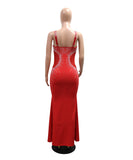 Stunning Sexy Halter V-Neck Dress With Drill And Hip Wrap