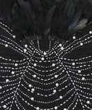 Sexy Hot Drill Feather See-Through Elastic Wrap Dress