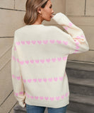 Classic Women Heart Pattern Knit Sweater Trendy Pullover