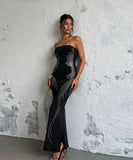 Sleeveless Beaded Plunging Neck Evening Dress Black