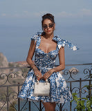 Sexy Printed Lace A Line Skirt Blue Red Polyester Fashion