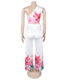 Relaxed Off Shoulder Two Piece Set With Wide Leg Pants