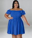 Oversized One-Shoulder Wide Sleeve Dress for Women with Short Sleeves