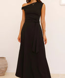 Elegant Sexy Tie Dress in Solid Colors for Effortless Style