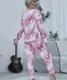 Large Size Tie-Dye Printed Long Sleeve Home Wear Set for Comfort