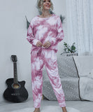 Large Size Tie-Dye Printed Long Sleeve Home Wear Set for Comfort