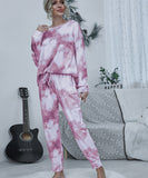 Large Size Tie-Dye Printed Long Sleeve Home Wear Set for Comfort