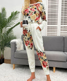 Large Size Floral Print Long Sleeve Home Wear Set for Comfort