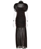 Sexy Mesh See-Through High-Waist Dress Flattering Silhouette With Stretch Comfort For Nightlife