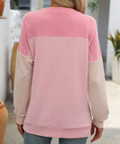 Round Neck Stretchy Strip Multicolor Long Sleeve T Shirt