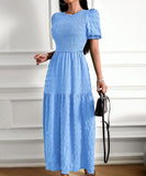 Casual Leaf-Sleeved Fitted Long Dress for Women in Multiple Colors