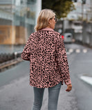 Leopard Print Buttoned Long-Sleeve Jacket With Versatile Styling