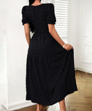 Casual Leaf-Sleeved Fitted Long Dress for Women in Multiple Colors