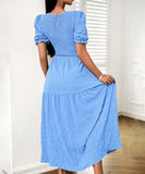 Casual Leaf-Sleeved Fitted Long Dress for Women in Multiple Colors