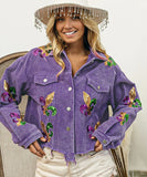 Classic Relaxed Fit Iridescent Sequin Jacket Coat Luxe