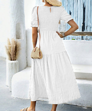 Casual Leaf-Sleeved Fitted Long Dress for Women in Multiple Colors