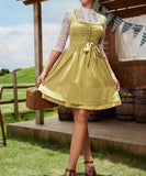 Waist Cinching Patchwork Short Dress for Women in Yellow and Wine