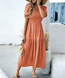Casual Leaf-Sleeved Fitted Long Dress for Women in Multiple Colors
