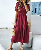 Casual Leaf-Sleeved Fitted Long Dress for Women in Multiple Colors
