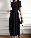 Casual Leaf-Sleeved Fitted Long Dress for Women in Multiple Colors