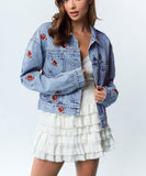 Distressed Denim Jacket Heavy Duty Embroidered For Men