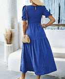 Casual Leaf-Sleeved Fitted Long Dress for Women in Multiple Colors