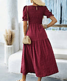 Casual Leaf-Sleeved Fitted Long Dress for Women in Multiple Colors