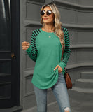 Striped Patchwork Crewneck Long Sleeve Tailcoat T Shirt